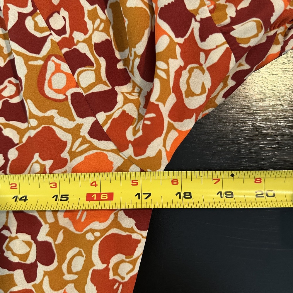 Cabi Dress Womens Small Red Brown Floral Print Long Sleeve Ruffle Boho 4238 Fall - Picture 7 of 9